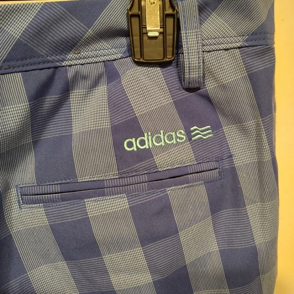 Adidas Men's Blue Plaid Check Chino Golf Pants Sz 33x34 Casual Preppy Academia